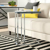 Wooden Sofa/Side/End/Laptop Table-Grey Glossy Top,Chrome Frame