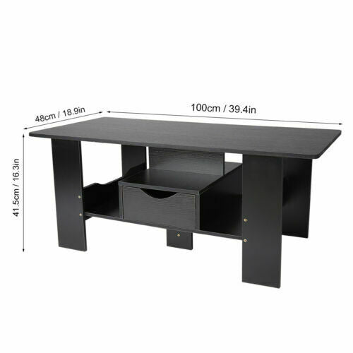Small Coffee Table Rectangle Side End Desk Storage Shelf Home Living Room 100 cm