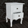 Pair White Bedroom Bedside Table Unit Cabinet Nightstand with 2 Drawers in Each