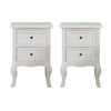 Pair White Bedroom Bedside Table Unit Cabinet Nightstand with 2 Drawers in Each