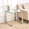 Contemporary Side End Table Small Coffee Table Bedside Lamp Stand Chrome Leg