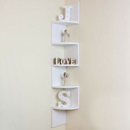 5 Tier Floating Wall Shelves Corner Shelf Storage Display Holder Bookcase Set