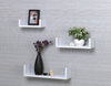 Set of 3 U Shape Floating Wall Shelf Storage Display White Black Oak Grey Blush