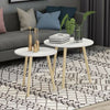 Modern Nest of Tables White Side End Tea PC Tables Set of 2 Coffee Table Round