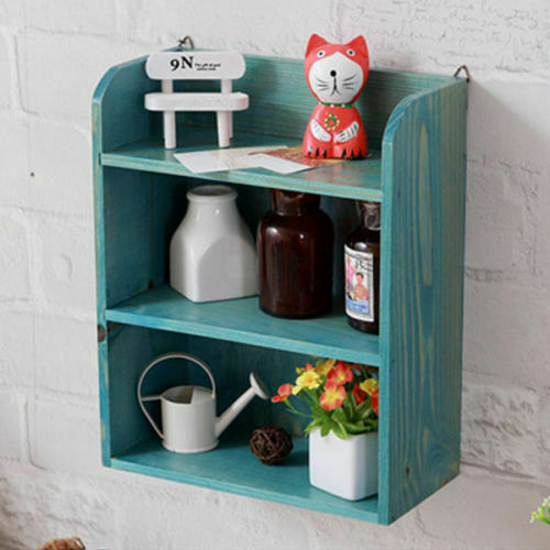 Retro Wall Hanging Jar Mugs Spice Organiser Storage Shelf Cubes Cabinet Kitchen