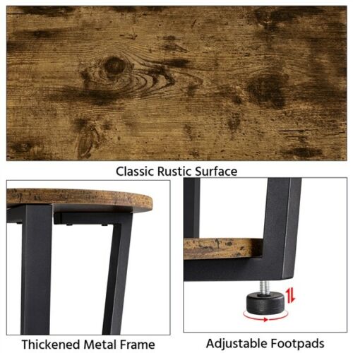 End/Side Table Floor Shelf Nightstand Storage Bedside/Coffee Table Wood Metal