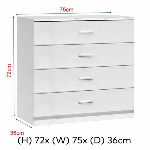 Modern White Chest of Drawer Bedside Table Cabinet 4 Drawer Bedroom Furniture