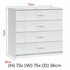 Modern White Chest of Drawer Bedside Table Cabinet 4 Drawer Bedroom Furniture