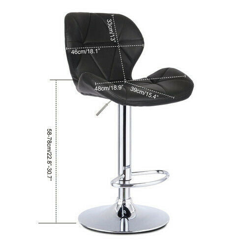 2× Black Bar Stools Swivel Kitchen Breakfast Bar Stool Chair PU Leather Gas Lift