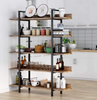 Large Industrial Bookcase Rustic Metal Display Cabinet Tall Vintage Shelf Unit
