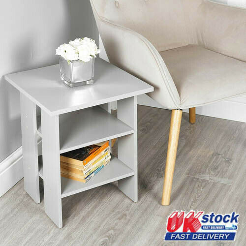 Small White Bed Side End Table Sofa 3Tier Cabinet Nightstand Living Room Bedroom