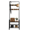 Industrial Coat Rack Stand Shoe Bench 7 Hooks Storage Cabinet Rustic Metal 182cm