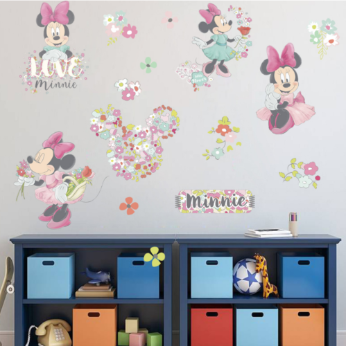 Minnie Decal WALL STICKER Mouse Vinyl Mural Kids Room Wall Decoration UK