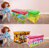 LARGE TOY BOX KIDS BOYS GIRLS STORAGE SEAT STOOL BOOKS CLOTHES CHEST CHILDREN