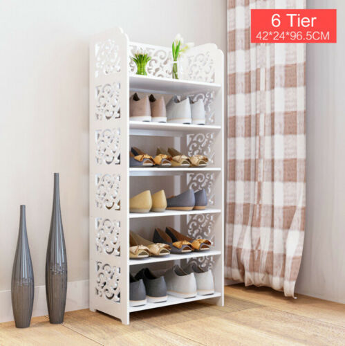 3/4/5/6 Tiers Shoe Rack Storage Shelf Display Stand Organiser Unit Cabinet White