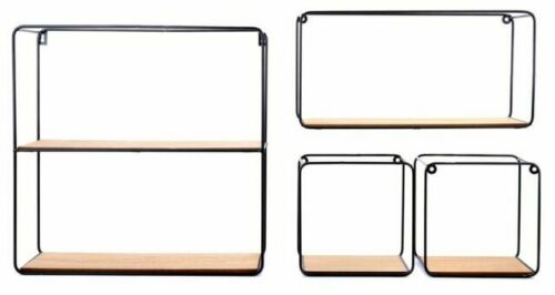 Set of 4 Retro Metal Wall Shelf Industrial Style Shelves Storage Display Unit