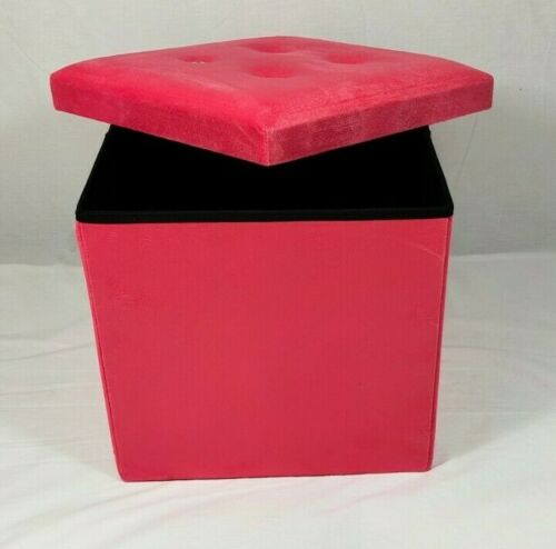 Soft Velvet Diamante Ottoman Folding Storage Box Footstool Seat new colour