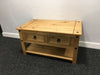 Corona Coffee Table with 2 Drawers & Shelf Solid Pine