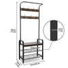 Industrial Coat Rack Stand Shoe Bench 7 Hooks Storage Cabinet Rustic Metal 182cm