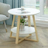 Modern Round Coffee Table Sofa Side End Table Home Living Room White 2 Tier