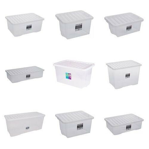 3 Pack Plastic Storage Boxes Clear Home Stacker Boxes With Lids