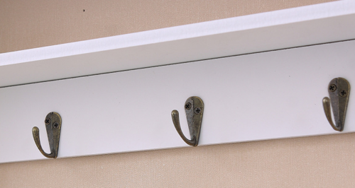 White Storage Floating Shelf 2 Tier Key Letter Tidy Rack & 3 Coat Hanging Hooks