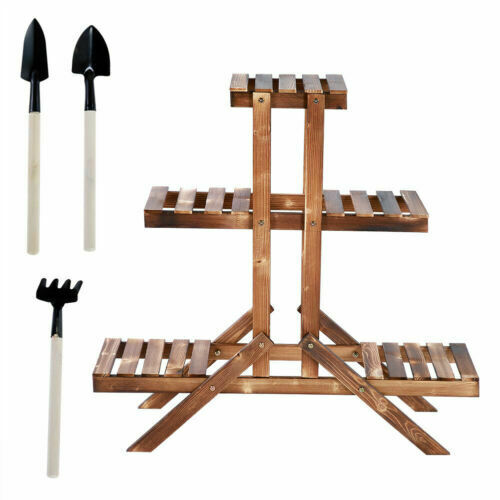 5 Pot Plant Stand Outdoor Indoor Flower Rack Display Shelf Holder Wooden Storage