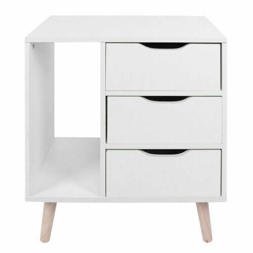 3 Drawers Bedside Table Cabinet Wooden Nightstand Storage Unit Bedroom Cupboard