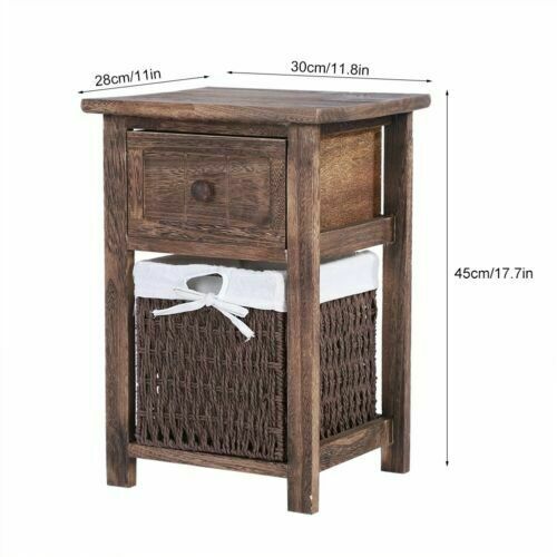 2x Retro Rustic Bedside Cabinet Industrial Nightstand Side Table Storage Drawer
