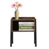 Industrial Bedside Cabinet Nightstand End =Side Table Metal Frame Open Storage