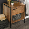 INDUSTRIAL RECLAIMED OAK EFFECT BEDSIDE LAMP SIDE TABLE UK Supplier
