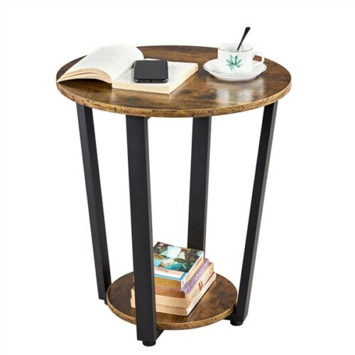 End/Side Table Floor Shelf Nightstand Storage Bedside/Coffee Table Wood Metal