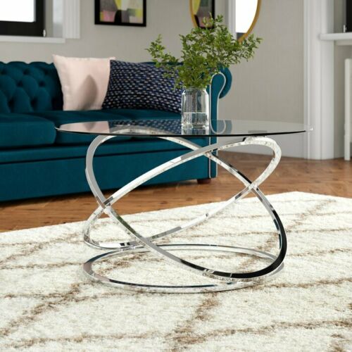 Monarch Clear Glass Round Coffee Table Chrome Base-CFT36/CH
