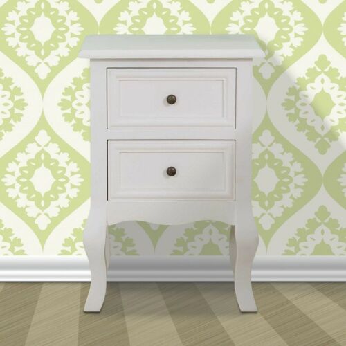 Pair White Bedroom Bedside Table Unit Cabinet Nightstand with 2 Drawers in Each