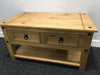 Corona Coffee Table with 2 Drawers & Shelf Solid Pine