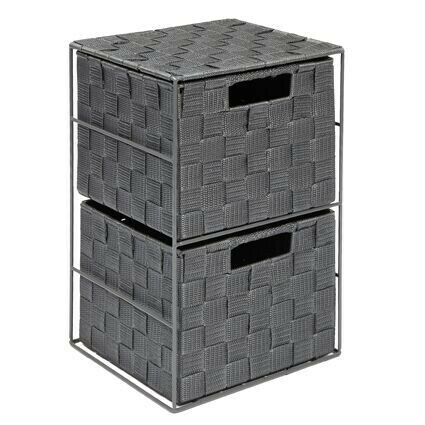 Woodluv 2 Drawer Woven Strap Storage Cabinet for Bedroom, Bathroom - 4 colours
