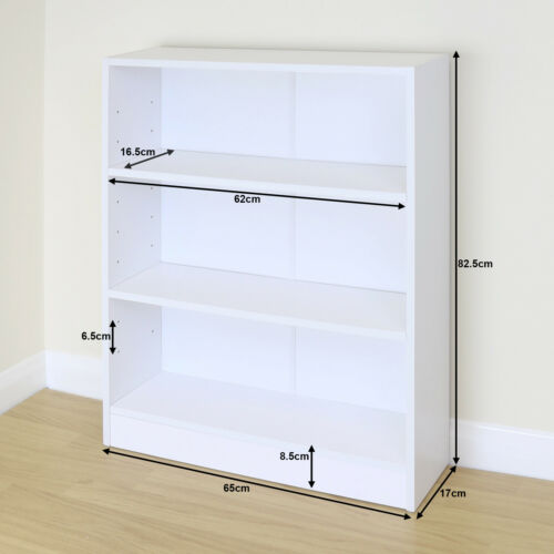 3 Tier Wooden White Home/Office Bookcase Storage Display Unit Shelving/Cabinet