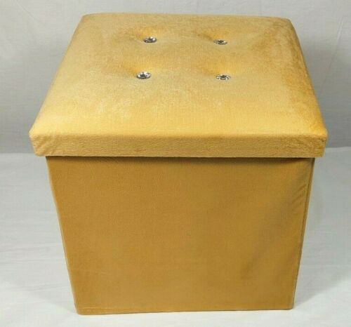 Soft Velvet Diamante Ottoman Folding Storage Box Footstool Seat new colour
