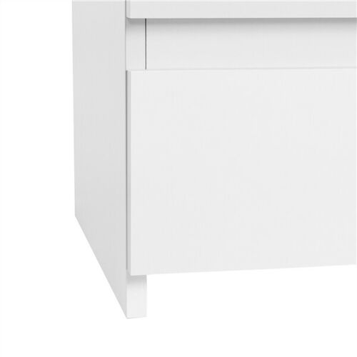 White Bedside Table with 3 Drawers Large Storage Nightstand Table 45x35x60.5cm