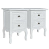 Pair White Bedroom Bedside Table Unit Cabinet Nightstand with 2 Drawers in Each