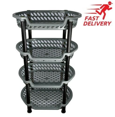 Strong 4 Tier Vegetable Rack Fruit Storage Kitchen Utility Stacking Basket