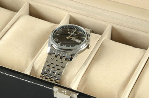 New 6 Grids Leather Watch Display Case Jewelry Collection Storage Holder Box UK