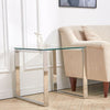 Contemporary Side End Table Small Coffee Table Bedside Lamp Stand Chrome Leg