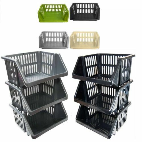 VEGETABLE FRUIT STORAGE KITCHEN BASKET RACK STACK-ABLE 18CM 1 2 3 4 5 TIER