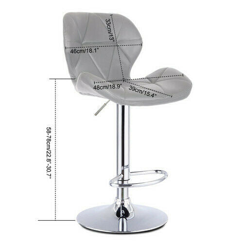2× Grey Bar Stools Swivel Kitchen Breakfast Bar Stool Chair PU Leather Gas Lift