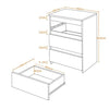 White Bedside Table with 3 Drawers Large Storage Nightstand Table 45x35x60.5cm
