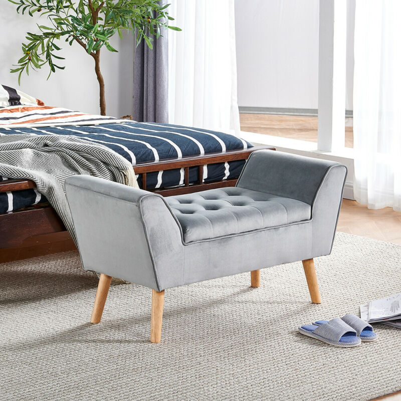 Storage Bench Footstool Ottoman Pouffe Stool Velvet Chair Upholstery Bedroom BN