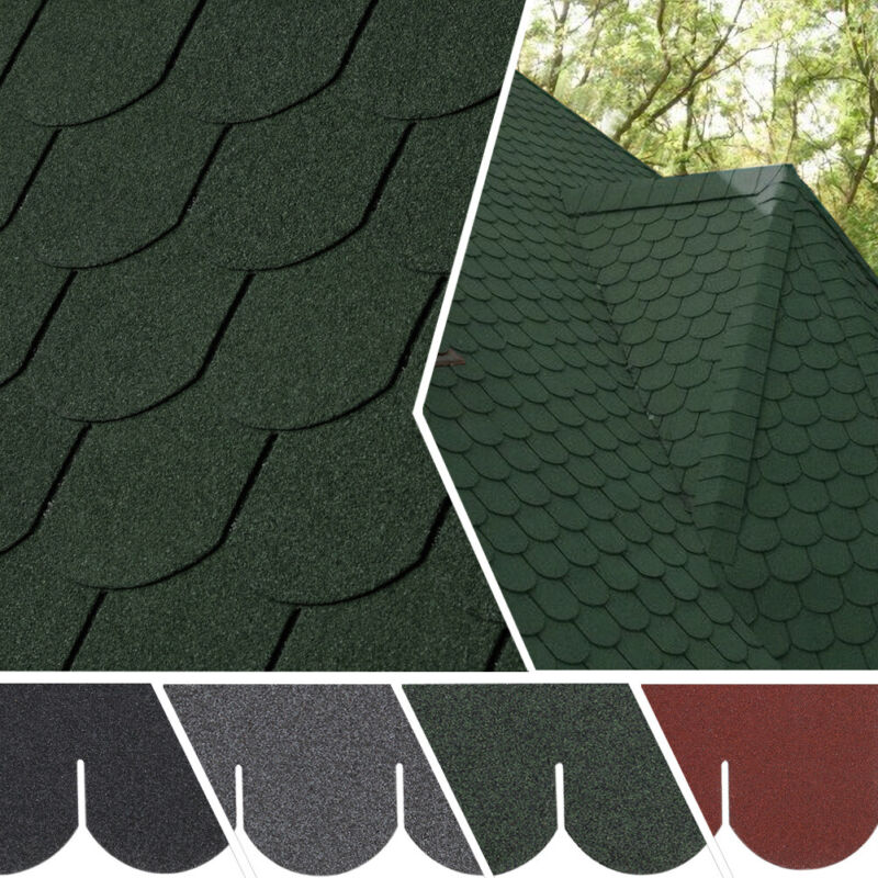 Self Adhesive Roof Felt Tiles 18pcs Fish-scale Asphalt Shingles Set Shed Roofing