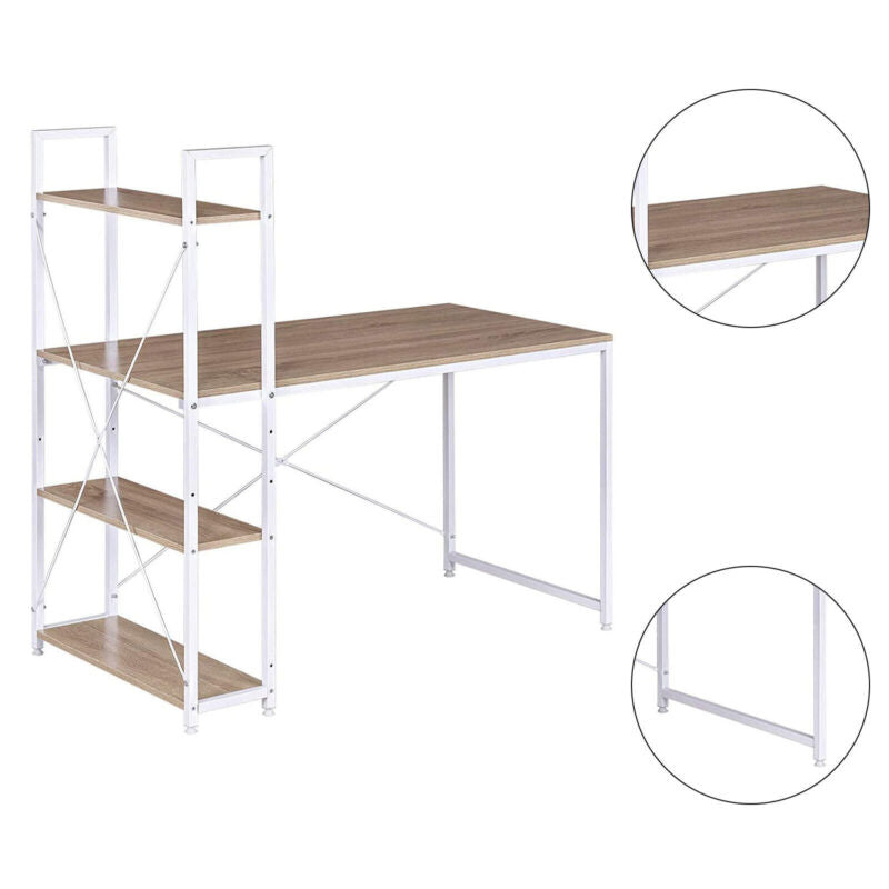Computer Desk w/ 3 Storage Shelves Office Workstation Study Writing Laptop Table