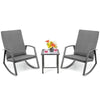 3PCS Outdoor Rattan Rocking Bistro Set Garden Patio Wicker Table & Chair Set